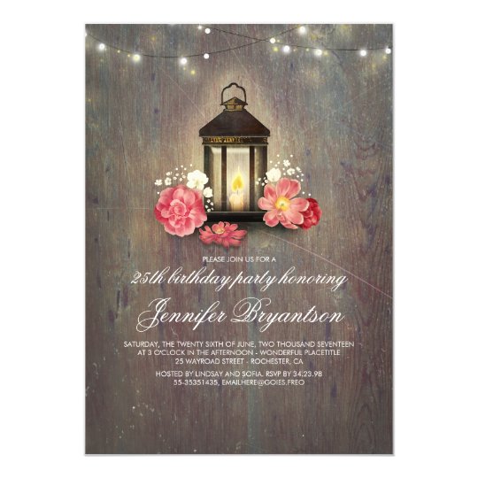 Rustic Wood and Lantern Barn Birthday Party Card