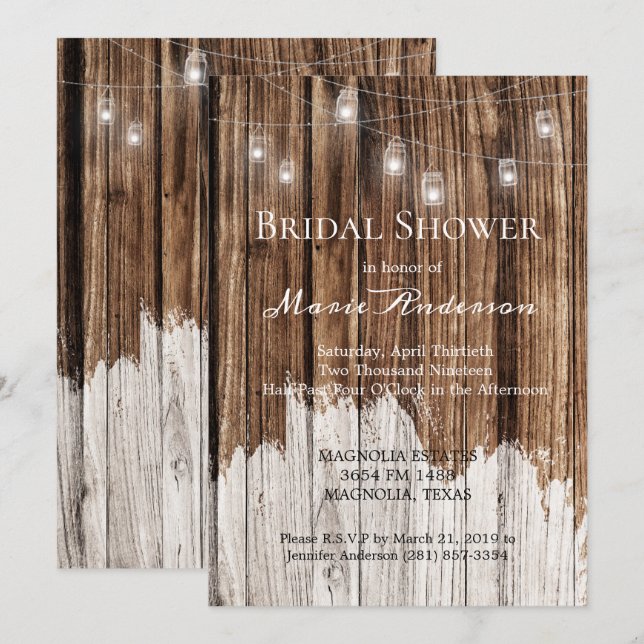 Rustic Wood and Lanterns Bridal Shower (Front/Back)