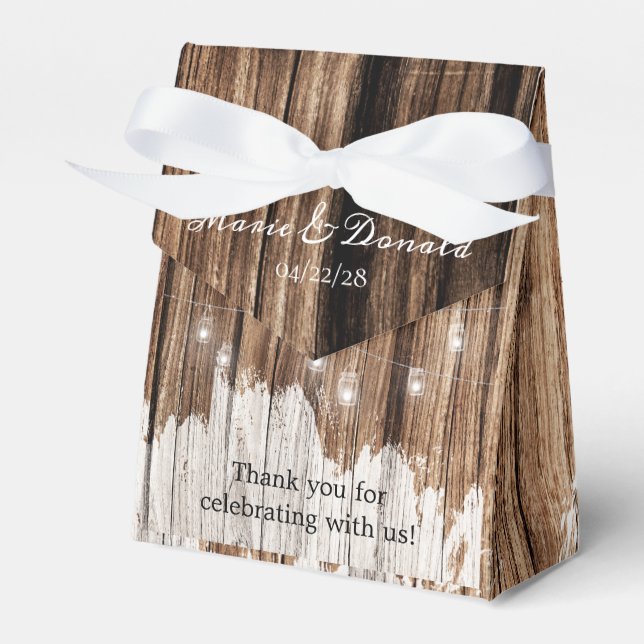 Rustic Wood and Lanterns Favor Box (Front Side)