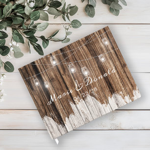 Rustic Wood and Lanterns Guest Book
