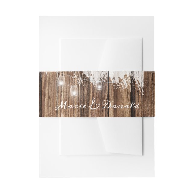 Rustic Wood and Lanterns Invitation Belly Band (Front Example)