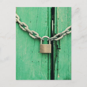 Rustic Wood and Padlock Postcard