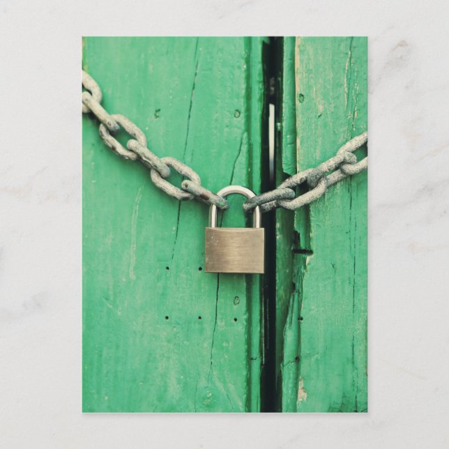 Rustic Wood and Padlock Postcard (Front)