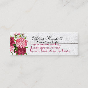 Rustic Wood and Peonies Skinny Business Card