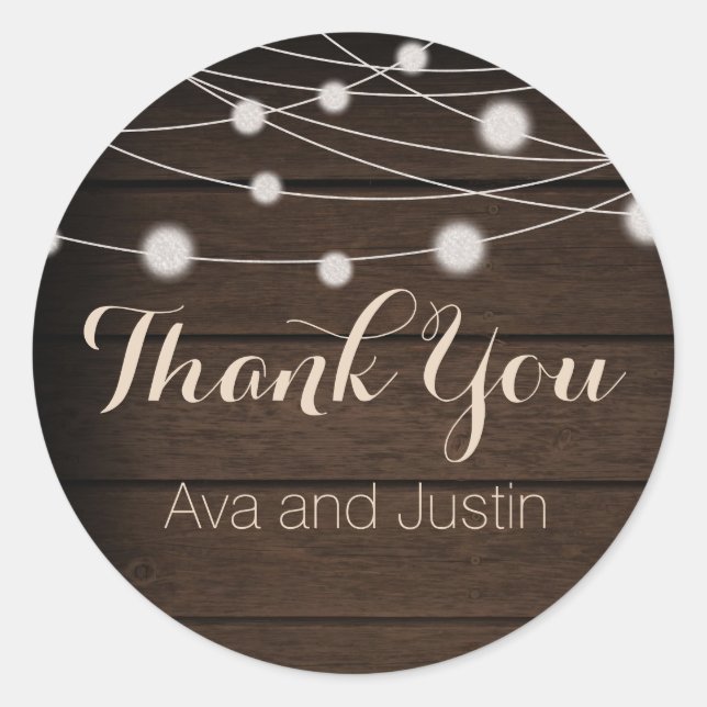 Rustic Wood and String Light Thank You Seal (Front)