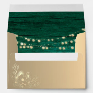 Rustic Wood and String Lights Envelope