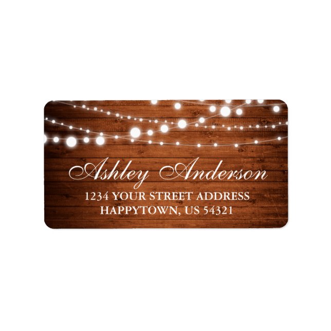 Rustic Wood and String Lights Label (Front)