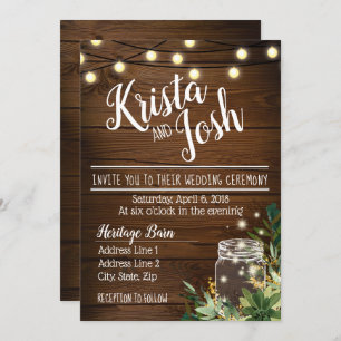 Rustic Wood and Succulent Wedding Invitation