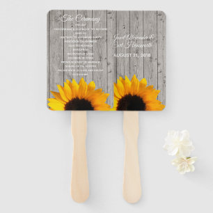 Rustic Wood and Sunflower Wedding Program Fan