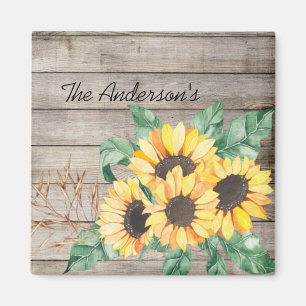 Rustic Wood and Sunflowers Magnet