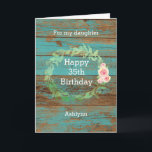 Rustic Wood and Watercolor Floral 35th Birthday Card<br><div class="desc">A rustic 35th birthday card for her. You will be able to personalize the front of this pretty teal wood birthday card with her age and name. This personalized 35th birthday card would make a wonderful card keepsake for wife,  daughter,  sister,  etc.</div>