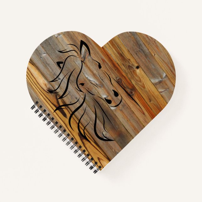 Rustic Wood And Wild Horses Notebook (Front)