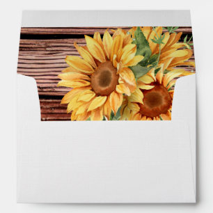 Rustic Wood and Yellow Sunflowers Envelope