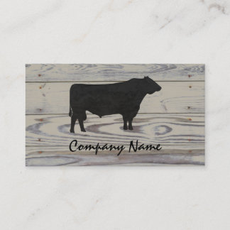 Rustic Wood Angus Bull Watercolor Business Card