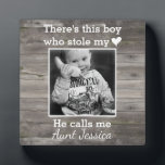 Rustic Wood Aunt Nephew Custom Photo Plaque<br><div class="desc">A personalized keepsake to celebrate a favourite auntie.
Featuring your favourite photo!</div>