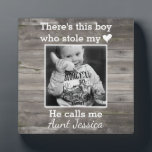 Rustic Wood Aunt Nephew Custom Photo Plaque<br><div class="desc">A personalized keepsake to celebrate a favourite auntie.
Featuring your favourite photo!</div>