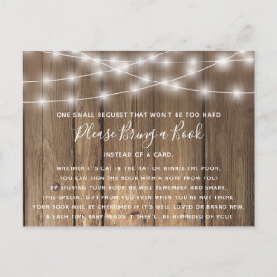 Rustic Wood BabyQ Baby Shower Bring a Book Card
