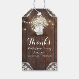 Rustic Wood Baby's Breath Mason Jar Barn Wedding Gift Tags