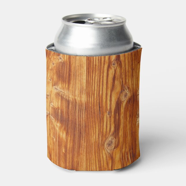 Rustic Wood Background Photo Can Cooler (Can Front)