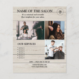 Rustic Wood Background Salon Services Flyer