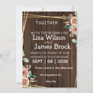 Rustic Wood Background wedding Invitation