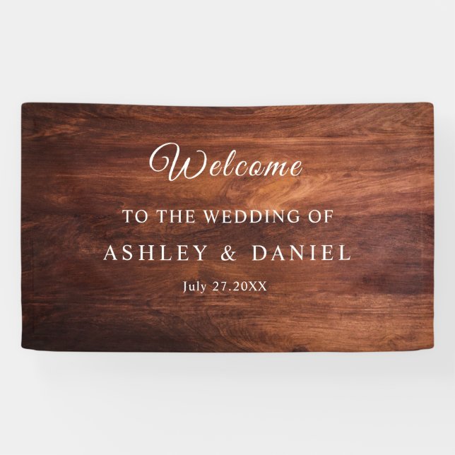Rustic Wood Barn Grain Wedding Banner (Horizontal)