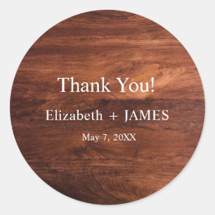 Rustic Wood Barn Grain Wedding Classic Round Sticker
