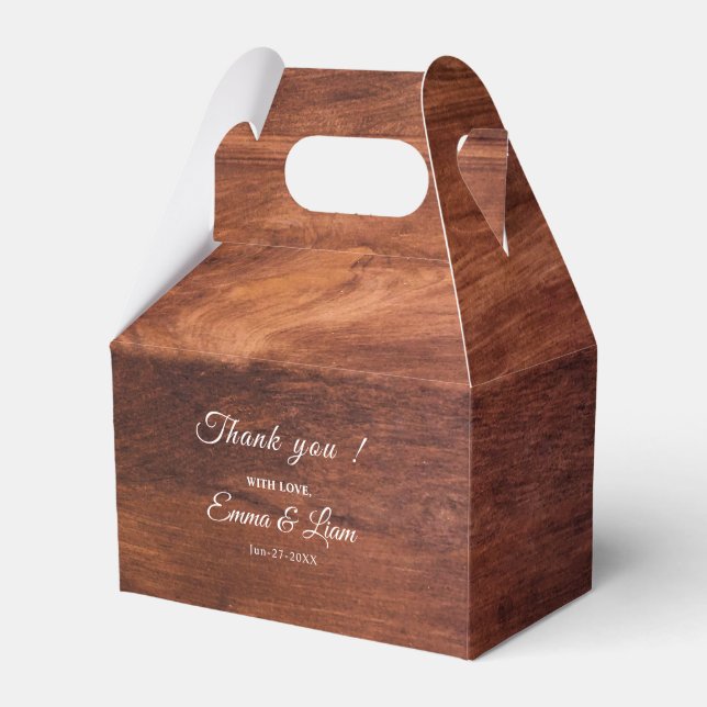 Rustic Wood Barn Grain Wedding Favor Box (Front Side)