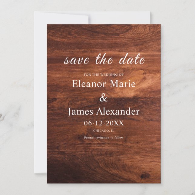 Rustic Wood Barn Grain Wedding Invitation (Front)