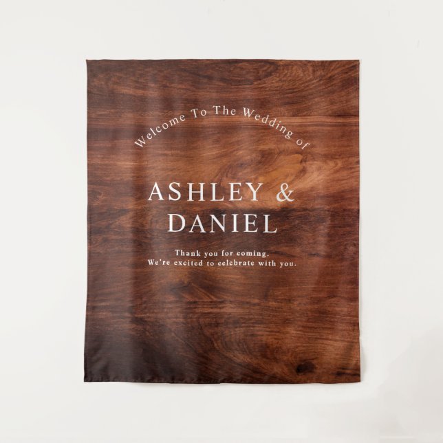 Rustic Wood Barn Grain Wedding Tapestry (Front)