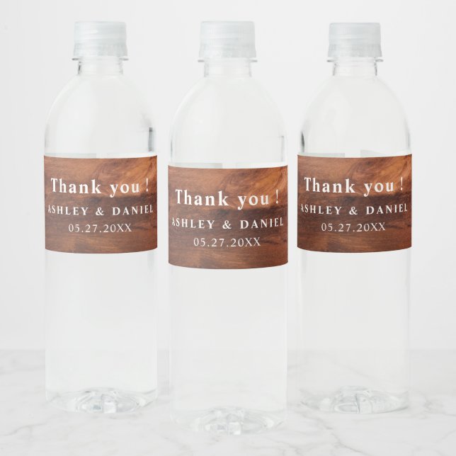 Rustic Wood Barn Grain Wedding Water Bottle Label (Bottles)