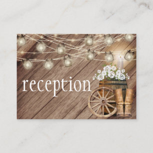 Rustic Wood Barrel and White Floral - Reception Enclosure Card