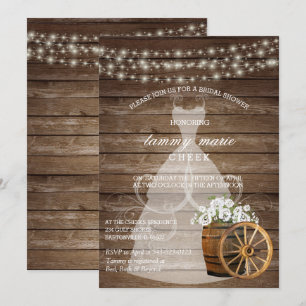 Rustic Wood Barrel Bridal Shower with White Floral Invitation