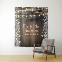 Rustic Wood Barrel Lights Lace & Baby's Breath