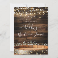 Rustic Wood Barrel & Lights Modern Glam Wedding