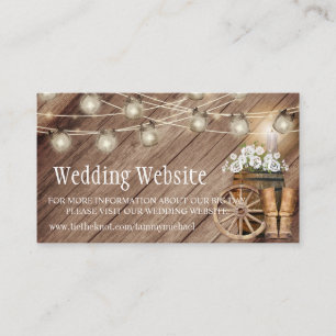 Rustic Wood Barrel & Mason Jars -  Wedding Website Enclosure Card