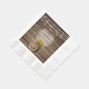 Rustic Wood Barrel Wedding with Sunflowers Napkin