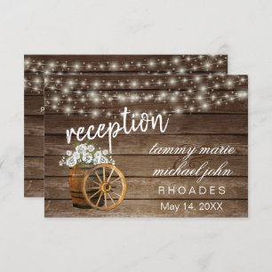 Rustic Wood Barrel White Flowers - Reception Invitation
