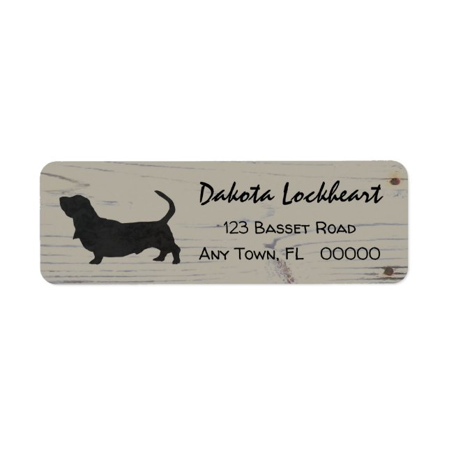 Rustic Wood Basset Hound Watercolor Silhouette (Front)