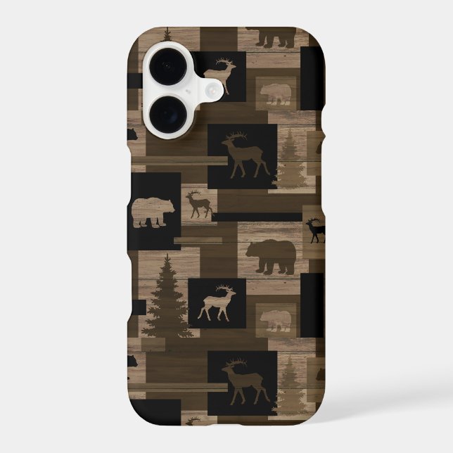 Rustic wood bear moose pattern iPhone 7 case (Back)