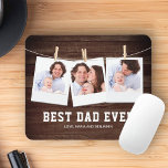 Rustic Wood Best Dad Ever 3 Photo Collage Mouse Pad<br><div class="desc">Upload your favourite photos and add your names to make your own unique personalized father's day gift.</div>