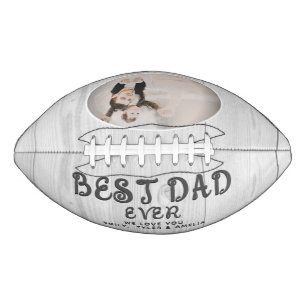 Rustic Wood Best Dad Modern Script Custom Photo Football