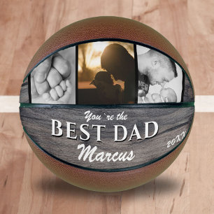 Rustic Wood Best Dad Name Keepsake 3 Photo Basketball