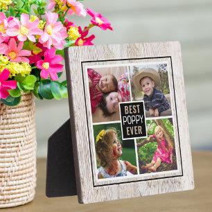 Rustic Wood Best Poppy Ever Grandpa 4 Photo   Plaque