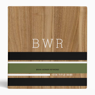 rustic wood binder with stripes and name
