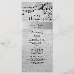 Rustic Wood Black and White Wedding Program