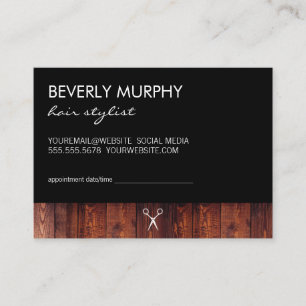 Rustic Wood Black with Shear Logo Appointment Card