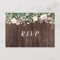 Rustic Wood Blush Floral buffet wedding RSVP