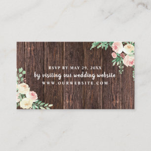 Rustic Wood Blush Floral wedding RSVP website card