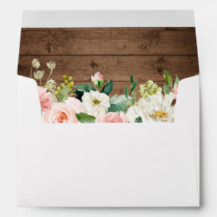 Rustic Wood Blush Floral with Return Address 5x7 Envelope